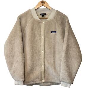Patagonia Recycled Sherpa Bomber Jacket Snap Gorpcore Hike Natural Women’s Large